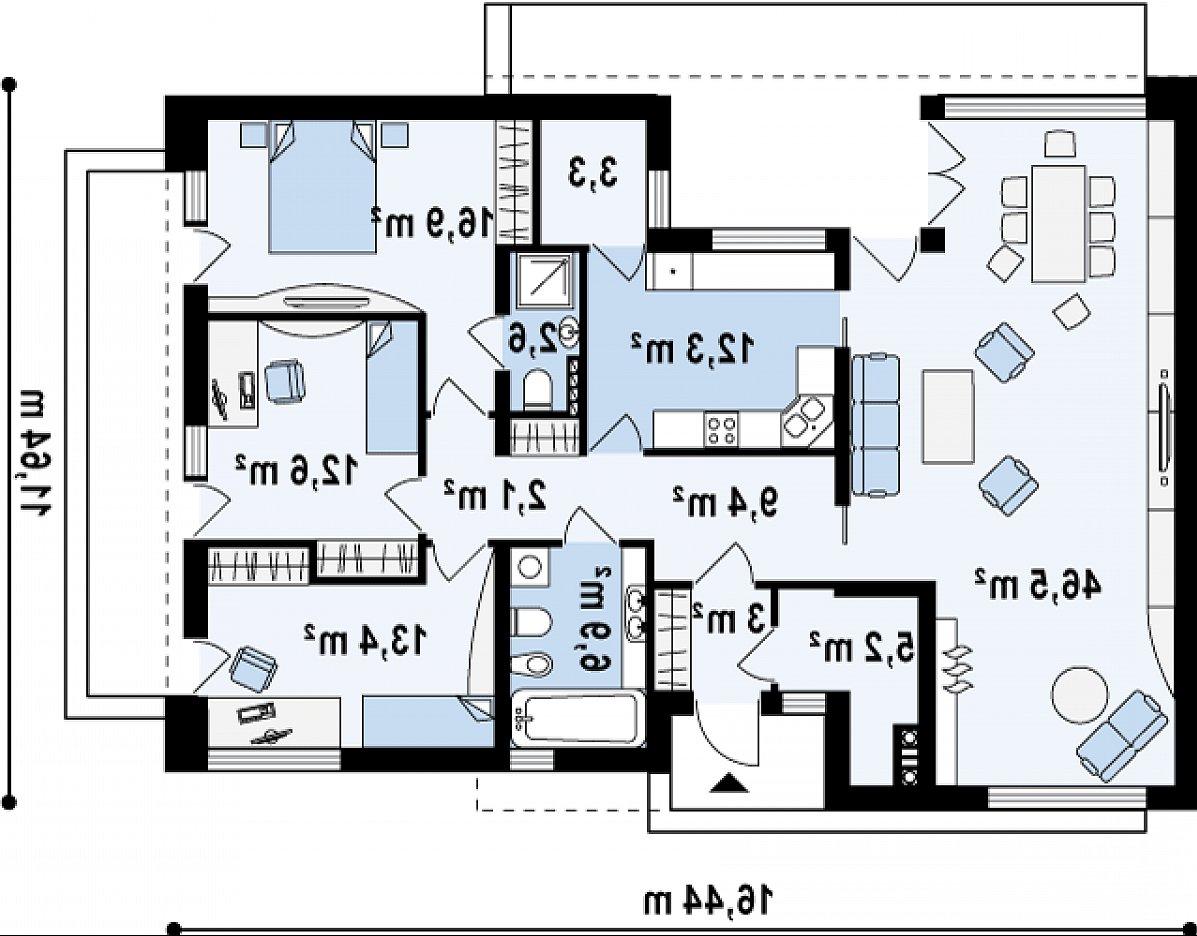 Первый этаж 134,2 м² дома Zx34