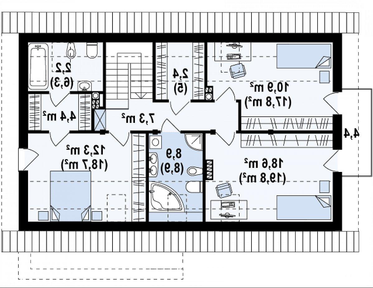 Второй этаж 68,3 (88,2 м²) дома Zx38 v1