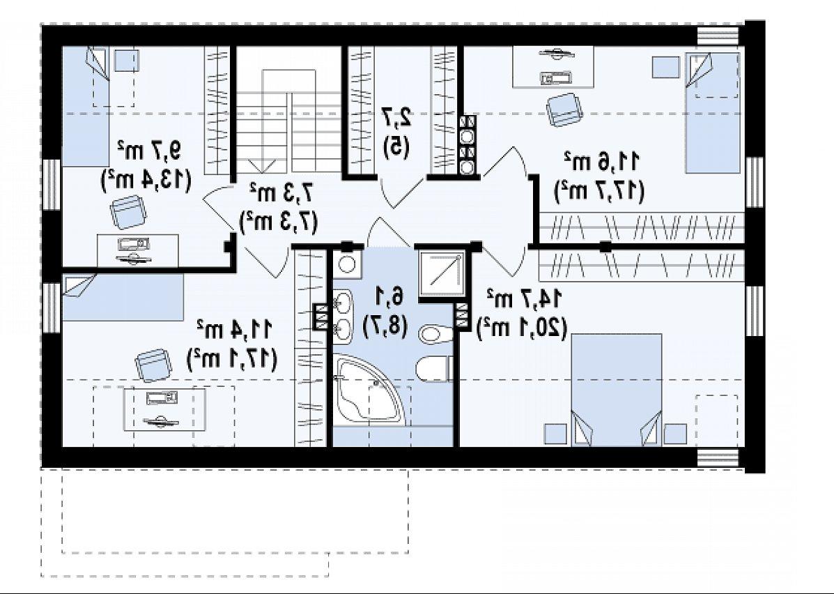 Второй этаж 62,6 (89,4 м²) дома Zx38