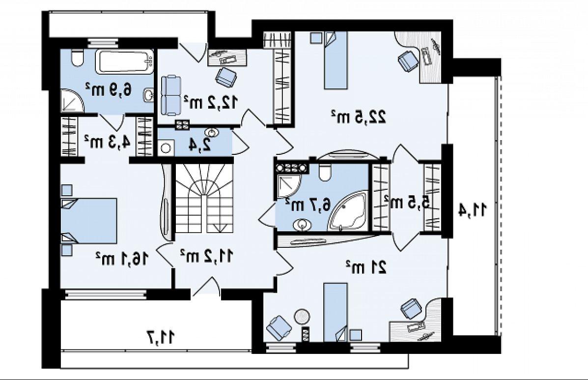 Второй этаж 108,8 м² дома Zx39