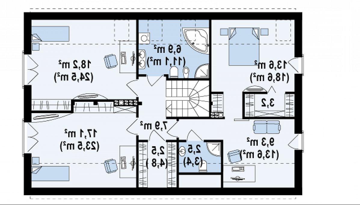 Второй этаж 81,2 (110,5 м²) дома Zx43