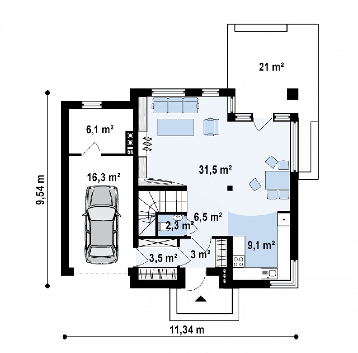 Первый этаж 55,8 (78,2 м²) дома Zx47