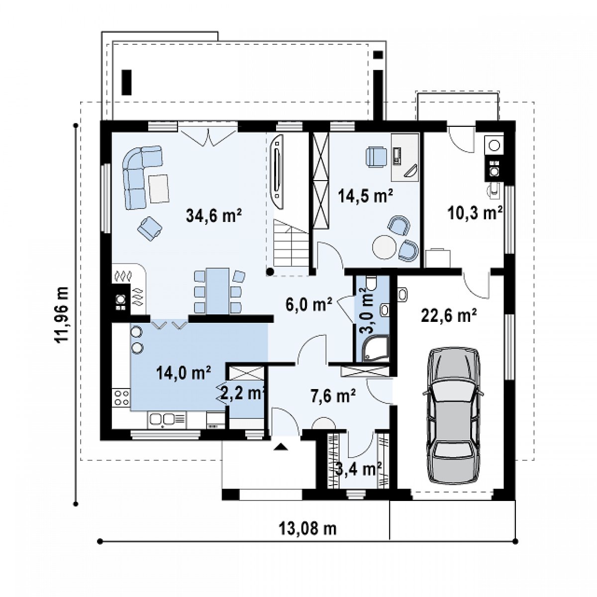 Первый этаж 85,3 (118,2 м²) дома Zx4