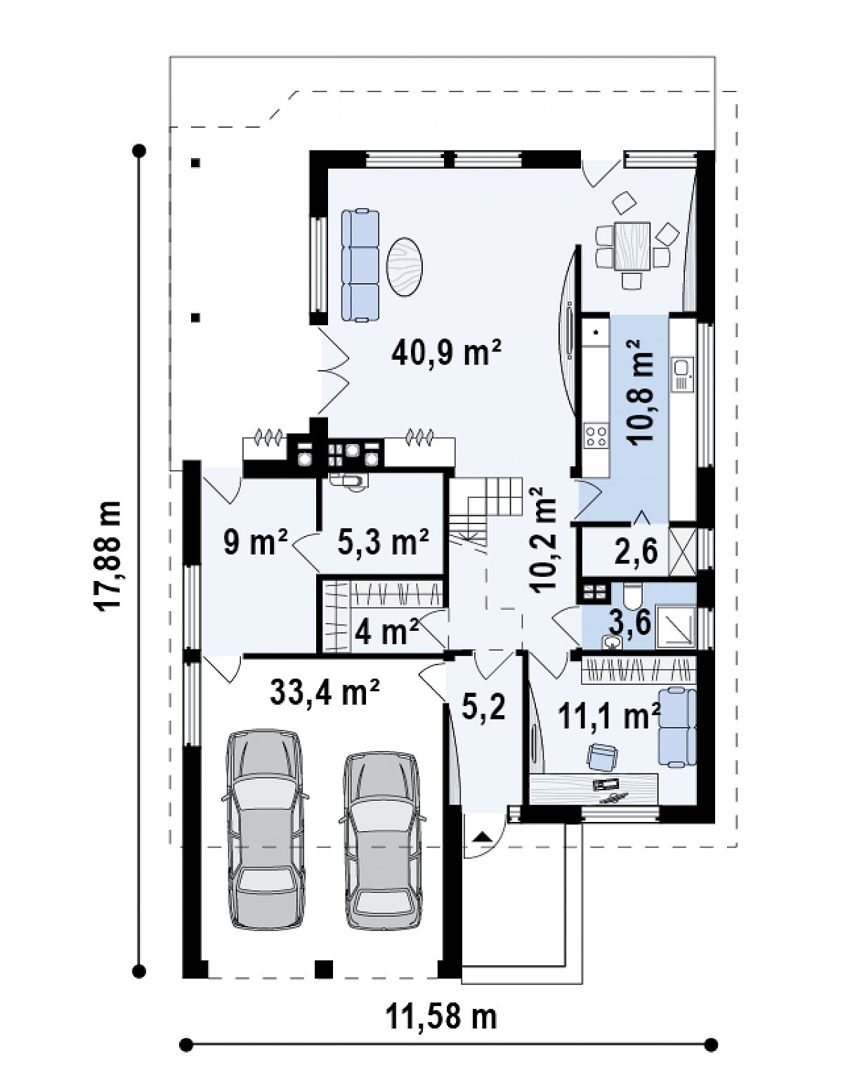 Первый этаж 93,7 (136,1 м²) дома Zx50