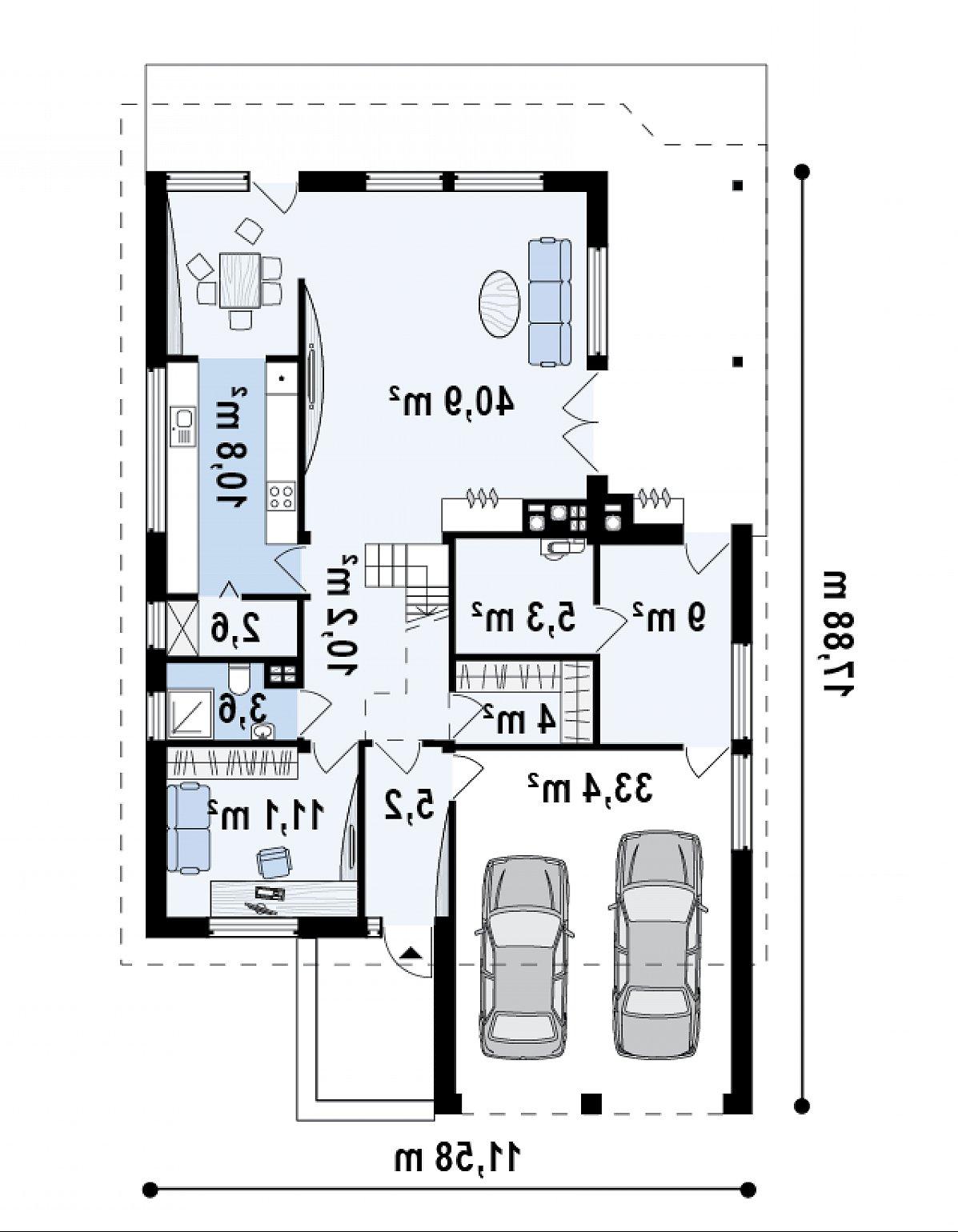 Первый этаж 93,7 (136,1 м²) дома Zx50