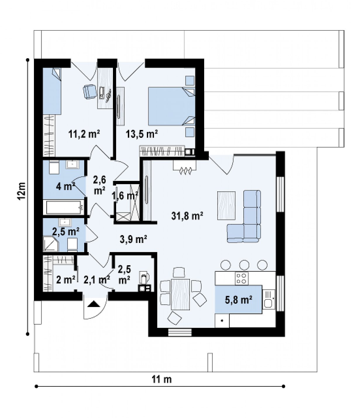 Первый этаж 83,4 м² дома Zx57