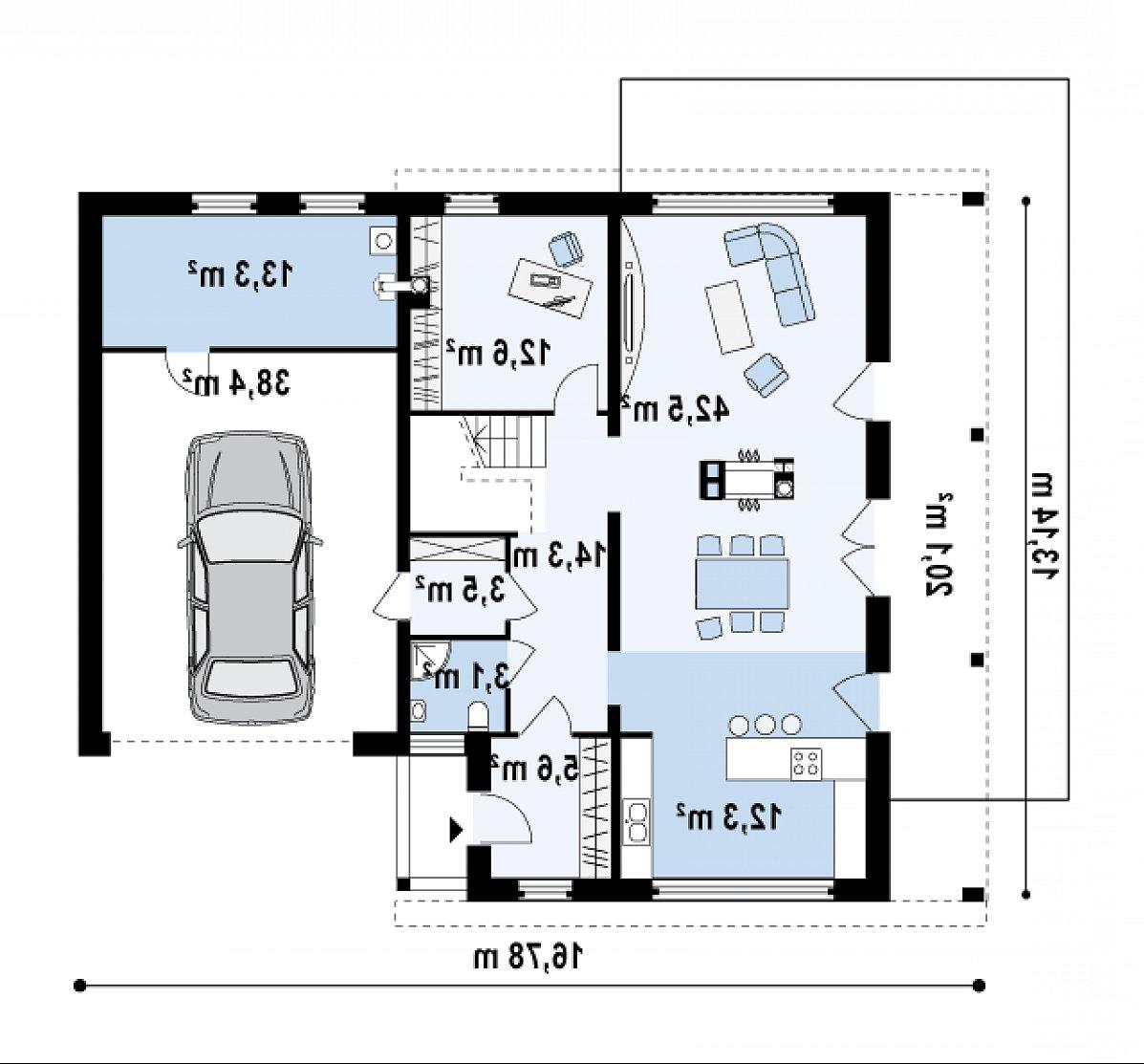 Первый этаж 93,9 (145,5 м²) дома Zx5