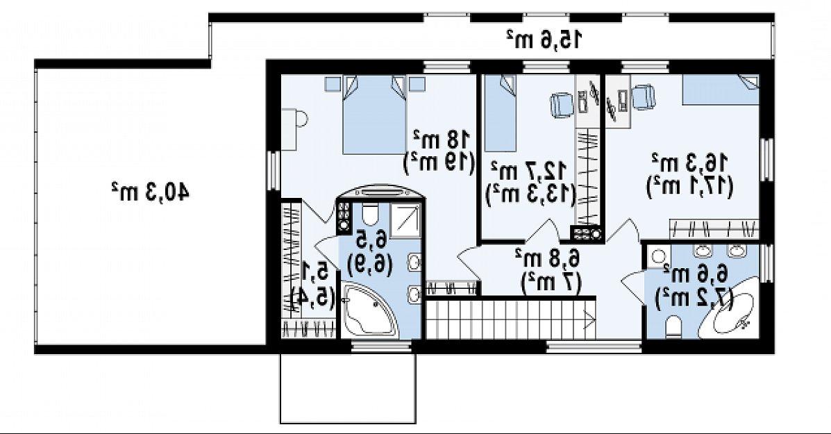 Второй этаж 72,2 (75,9 м²) дома Zx60