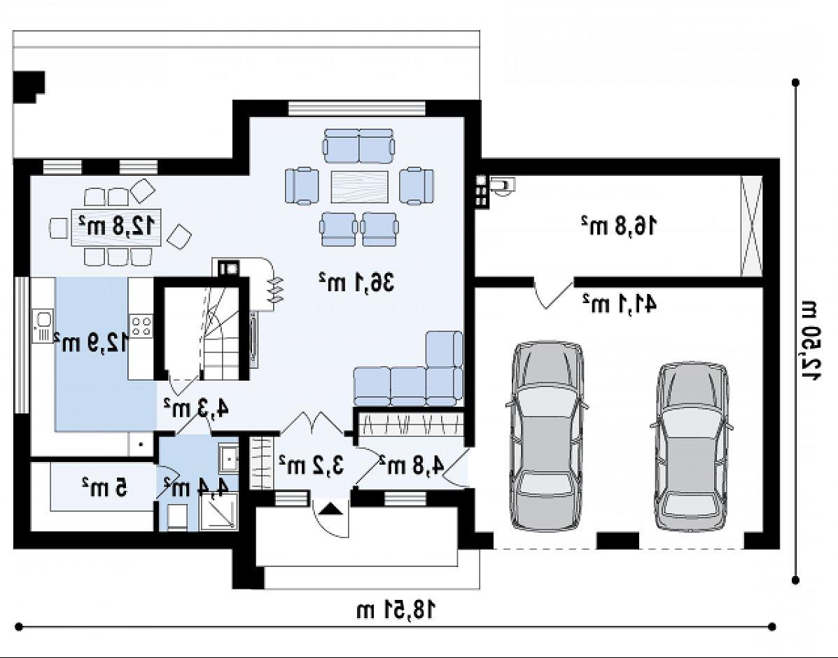 Первый этаж 77,7 (135,5 м²) дома Zx61