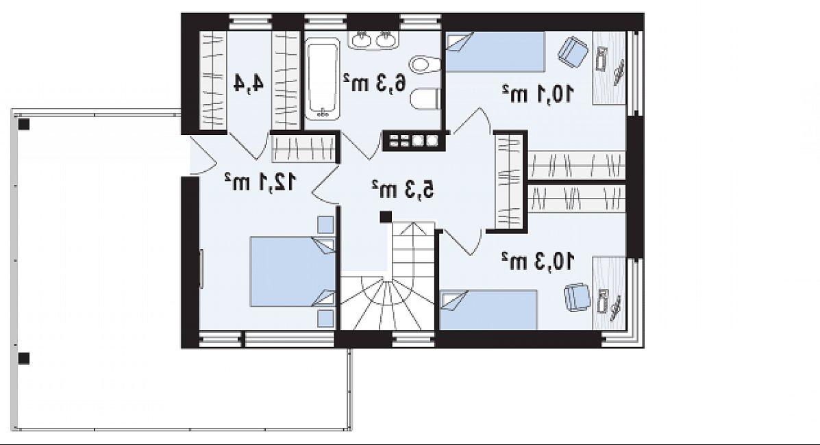 Второй этаж 48,4 м² дома Zx63 B