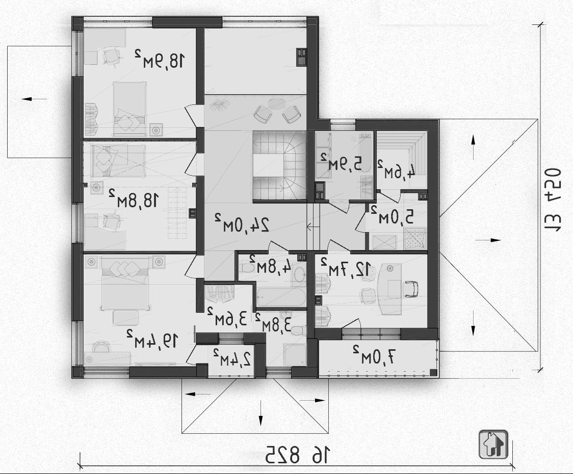 Общая площадь по 2 этажу 124,83 дома ZH11