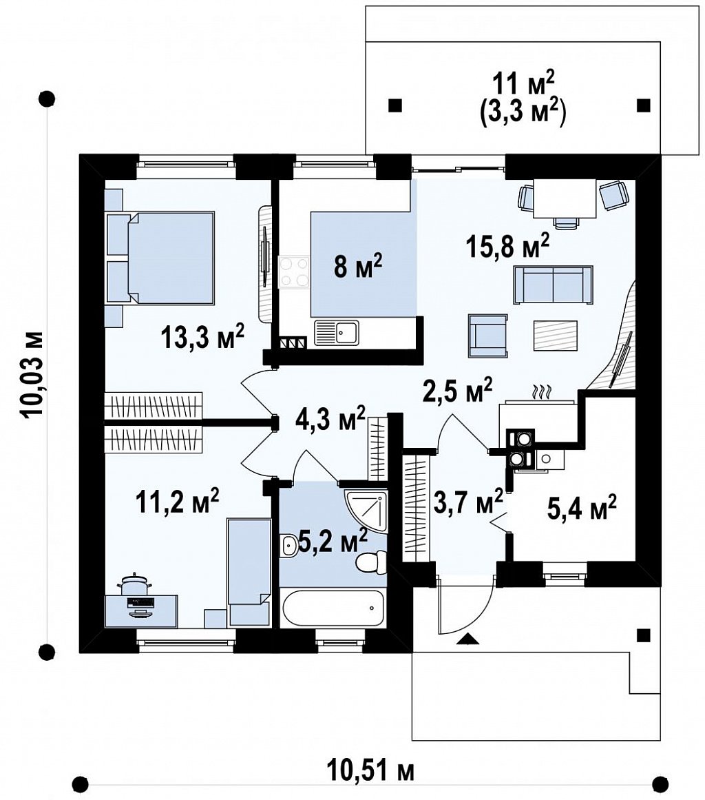 Первый этаж 72,6  м² дома Z78