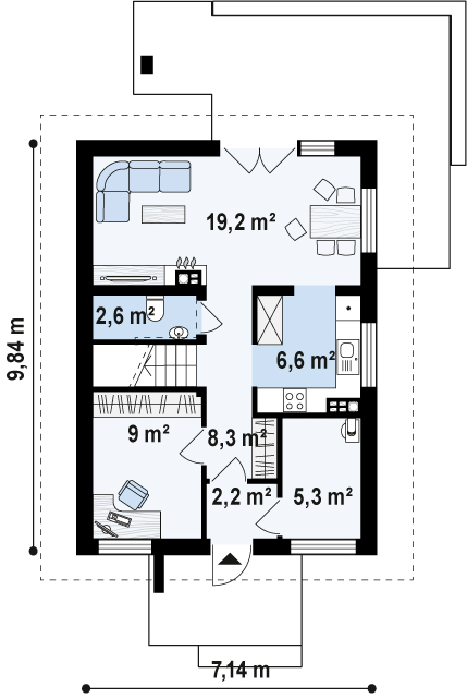 Первый этаж 53,2 м² дома Z177 dk