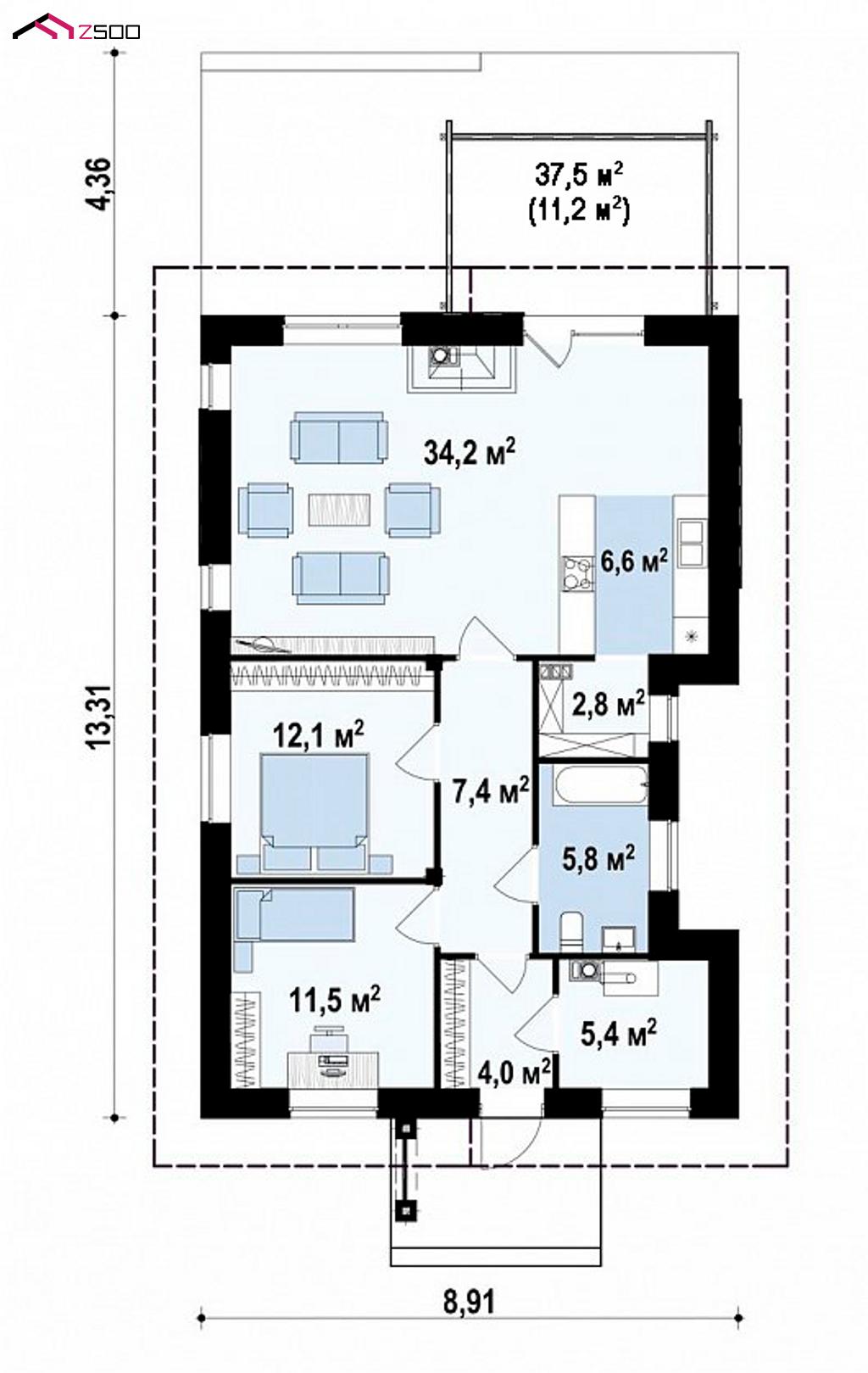 1-ЫЙ ЭТАЖ 124,3 / 124,3 m² дома Z41 plus