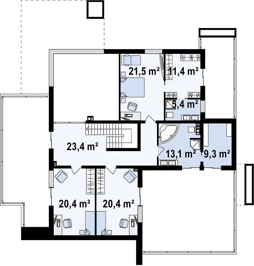 Второй этаж 125,0 м² дома Zx127