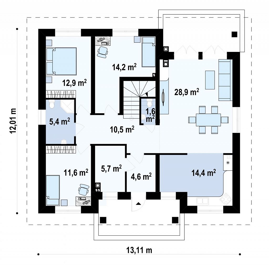 Первый этаж 109,8 м² дома Z10 stu bk minus