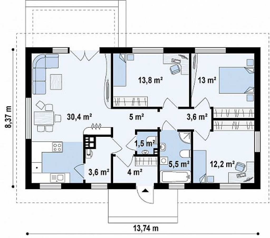 Первый этаж 92,7 м² дома Z241 S