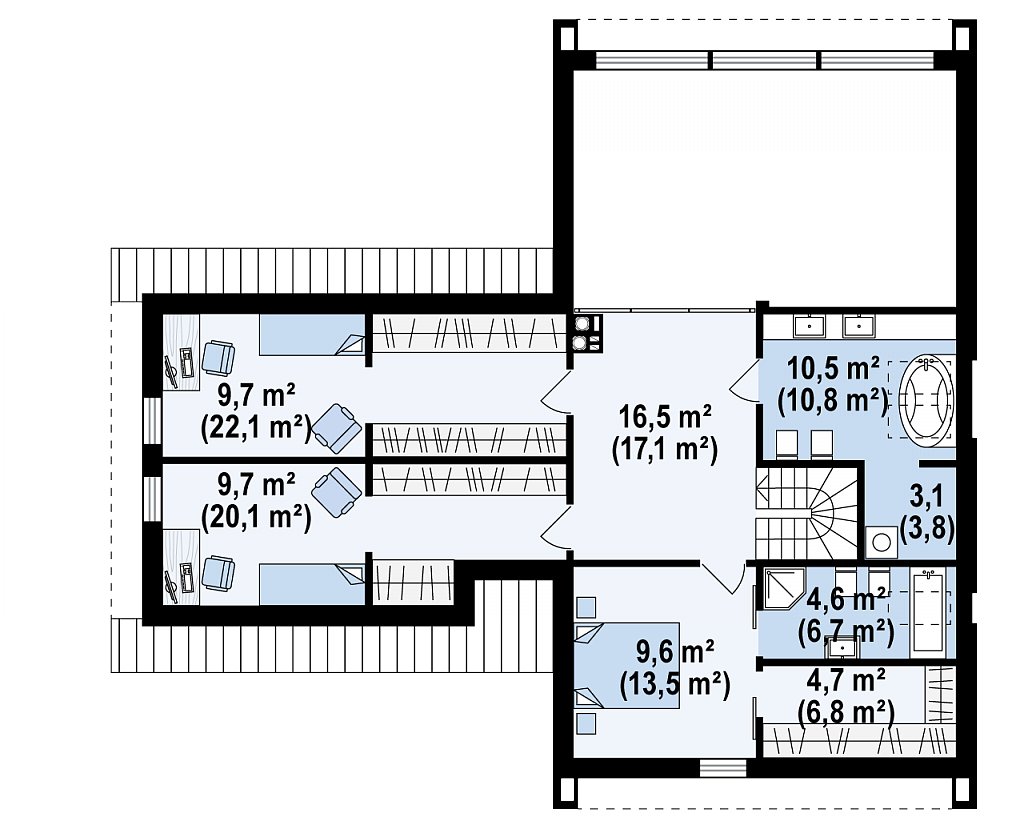 Второй этаж 68,7 м² дома Z357