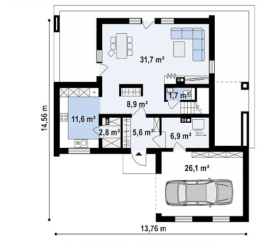 Первый этаж 94,3 м² дома Z364