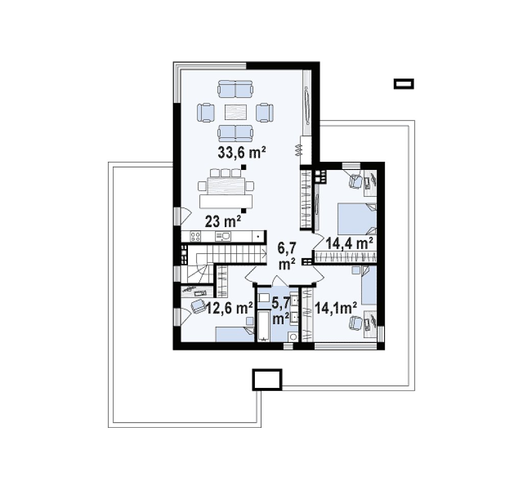 Второй этаж 109,1 м² дома Zx108 2M