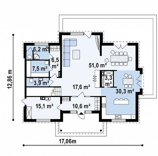 Первый этаж 152,0 м² дома Zx113 bg