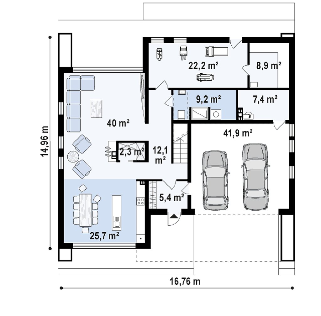 Первый этаж 174,3 м² дома Zx123 GP2
