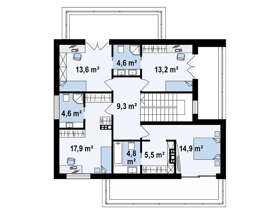 Второй этаж 88,5 м² дома Zx4 A