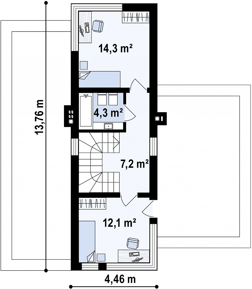 Второй этаж 37,0 м² дома Zx46 —