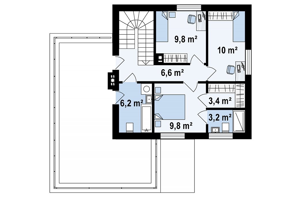 Второй этаж 49,2 м² дома Zx73