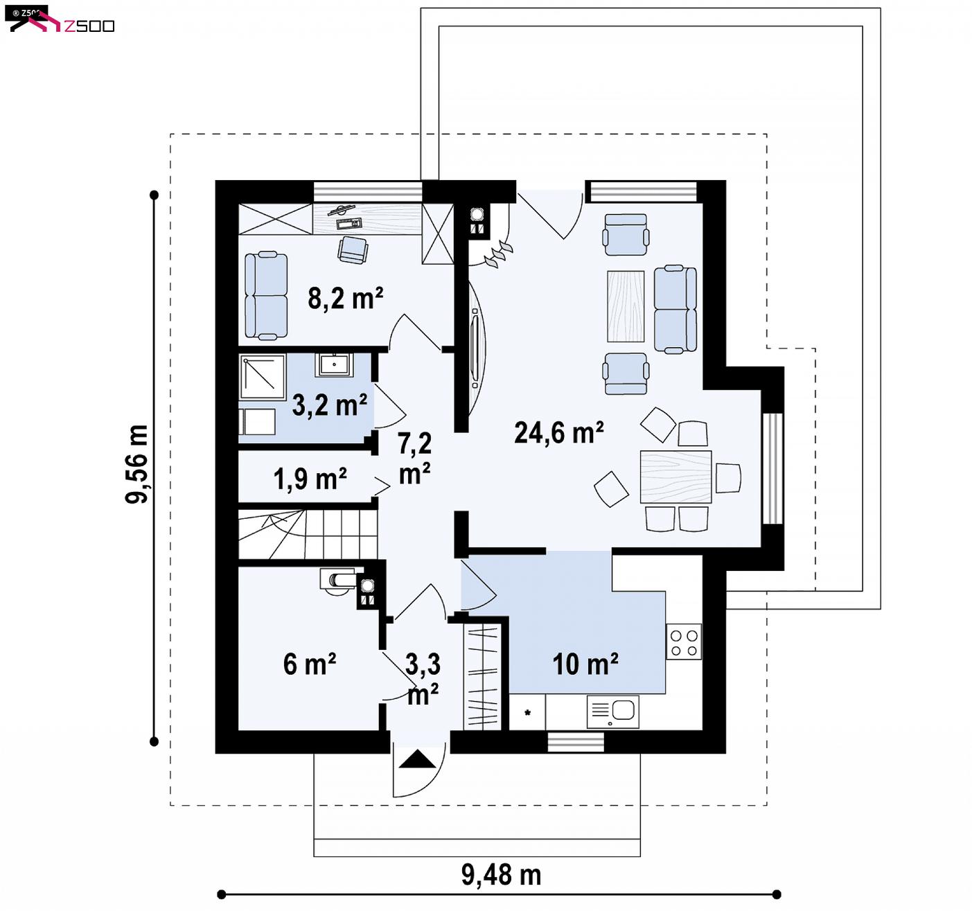 1-ЫЙ ЭТАЖ 64,4 / 64,4 m² дома Z44 A