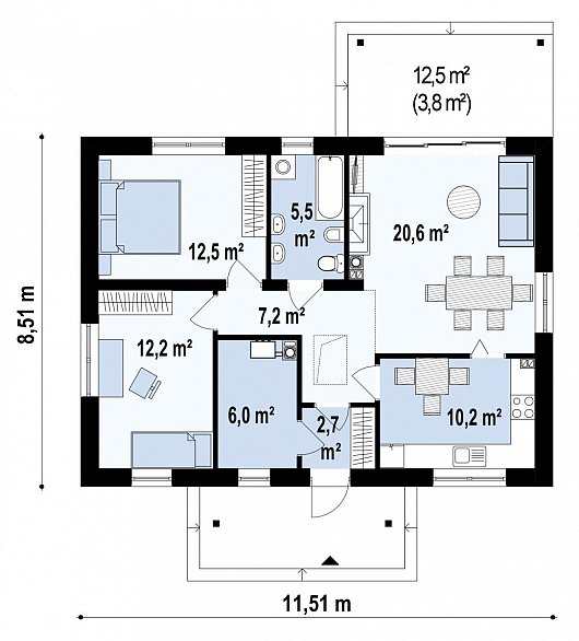 Первый этаж 80,7 м² дома Z253