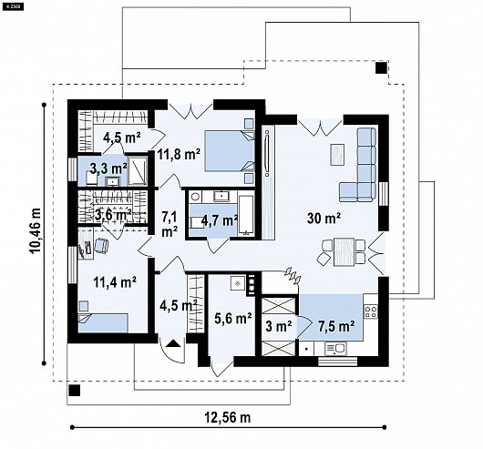 Первый этаж 96,0 м² дома Z316