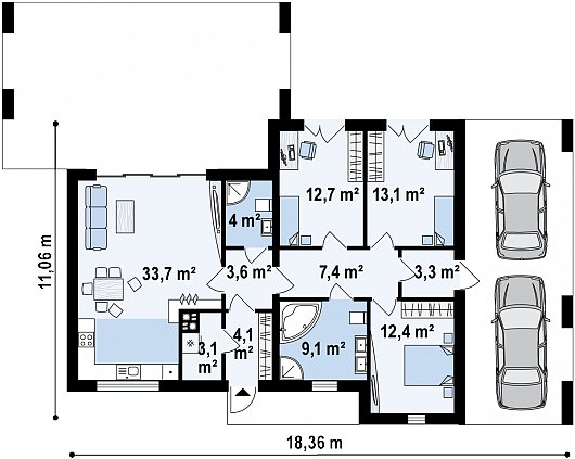 Первый этаж 102,2 м² дома Zx150