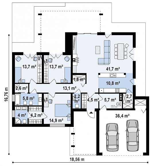 Первый этаж 176,9 м² дома Zx78