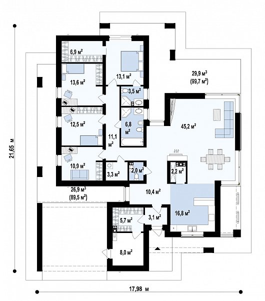Первый этаж 232,8 м² дома Zx79