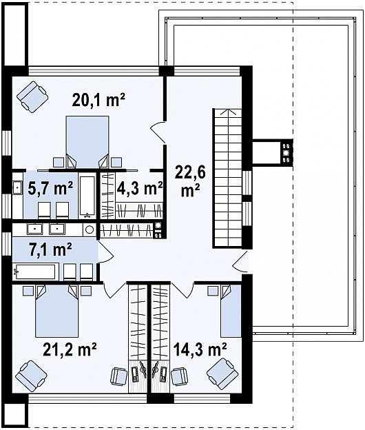 Второй этаж 95,3 м² дома Zx123