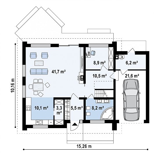 Первый этаж 115,0 м² дома Z266 A