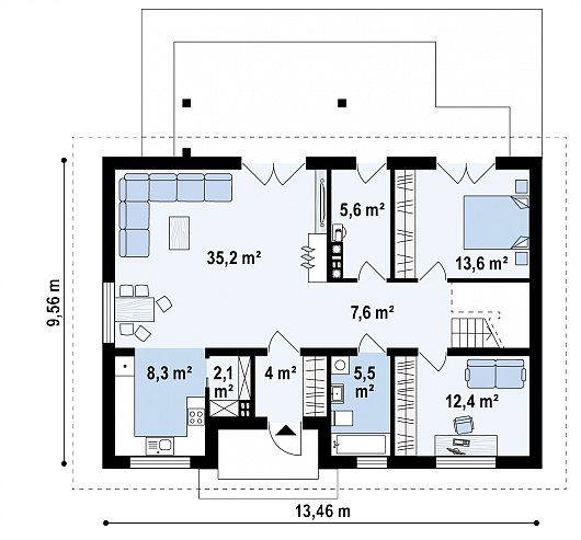 Первый этаж 97,7 м² дома Z343