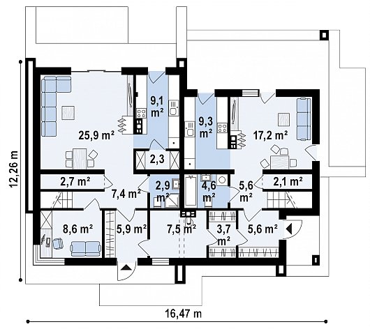 Первый этаж 119,4 м² дома Z346