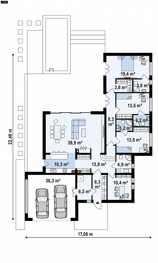 Первый этаж 195,5 м² дома zx141