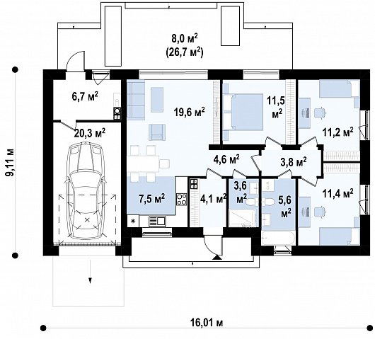 Первый этаж 118,0 м² дома Z428