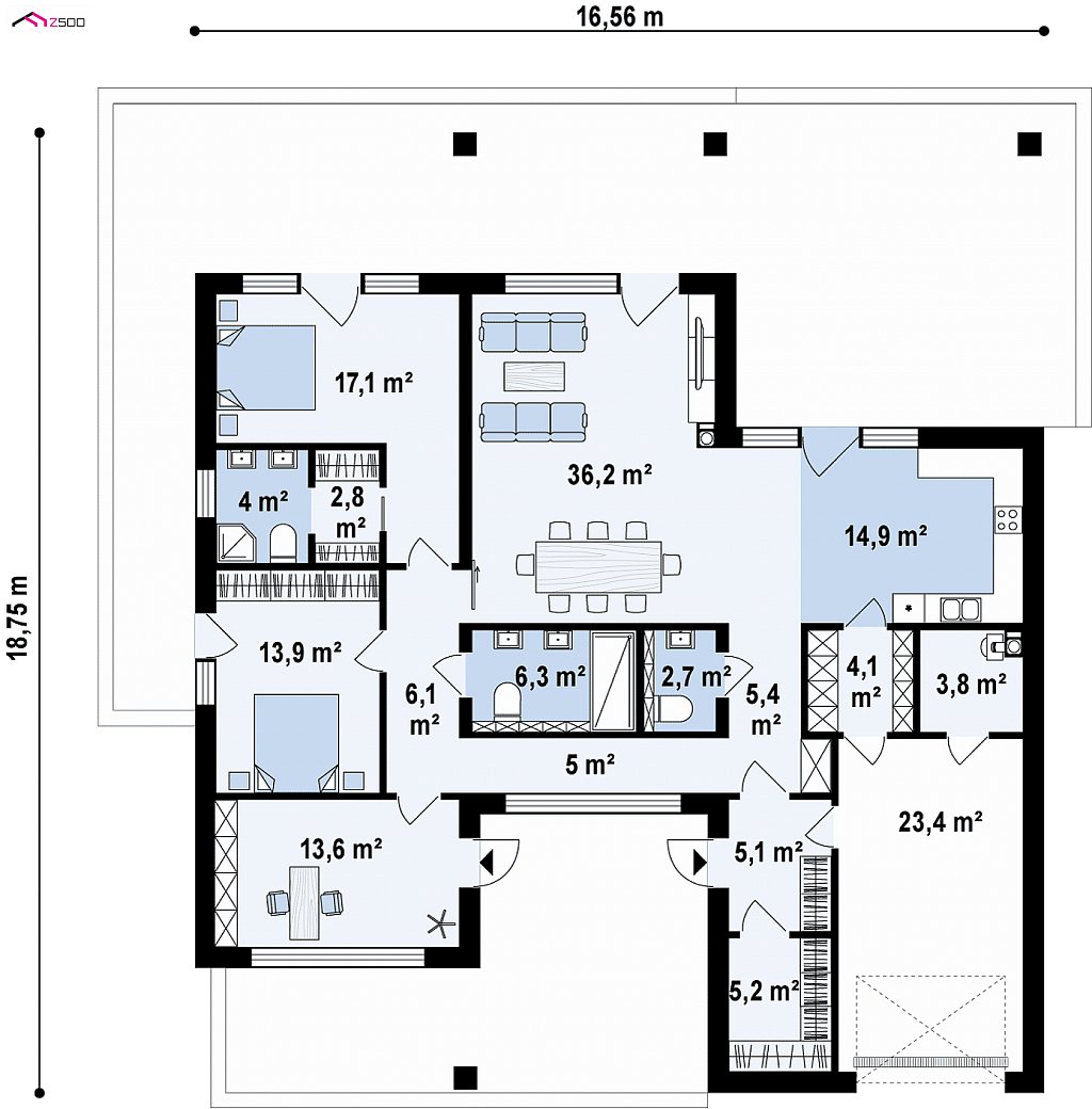 Первый этаж 146,1 / 169,5 м² дома Z441