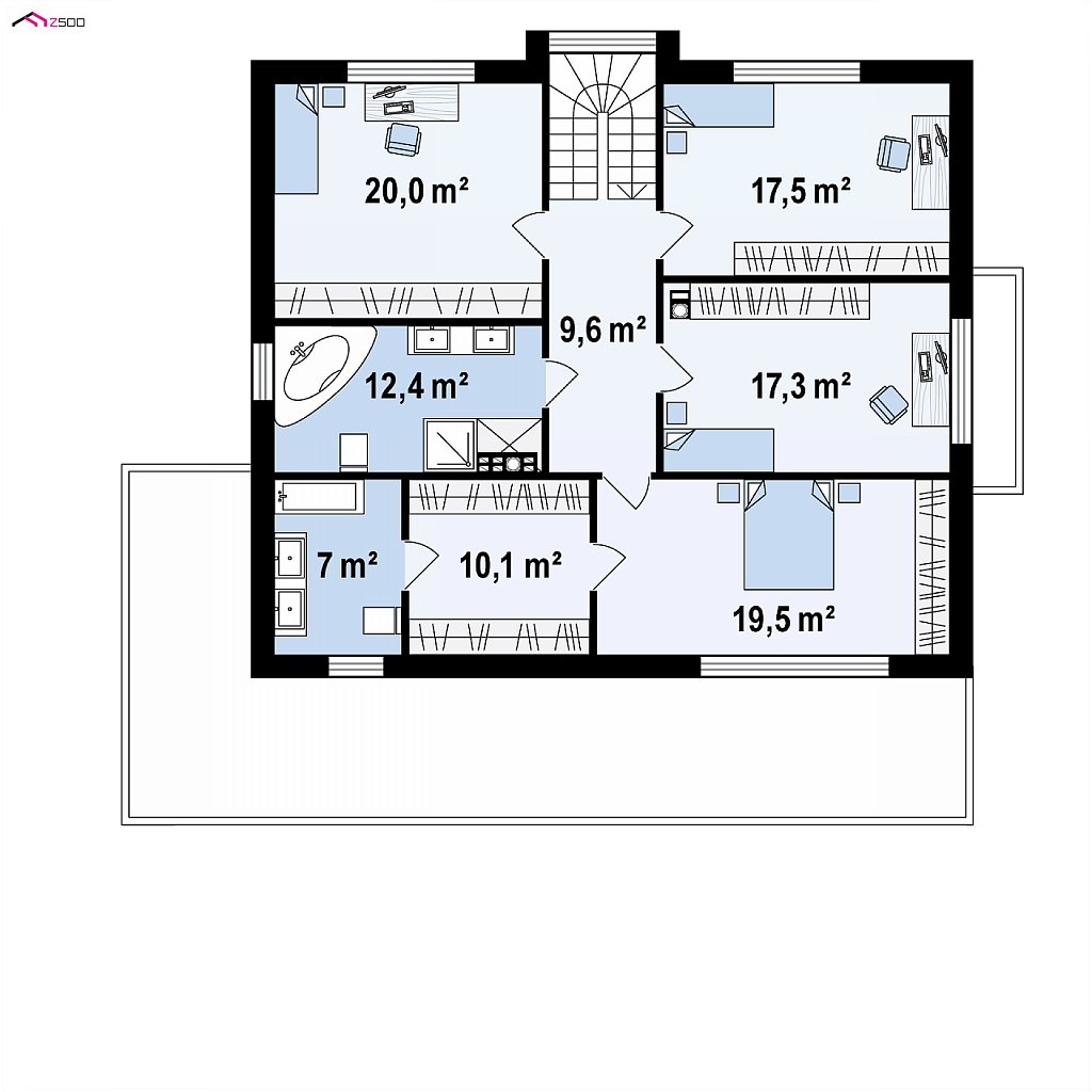 Второй этаж 112,5 м² дома ZX62 A