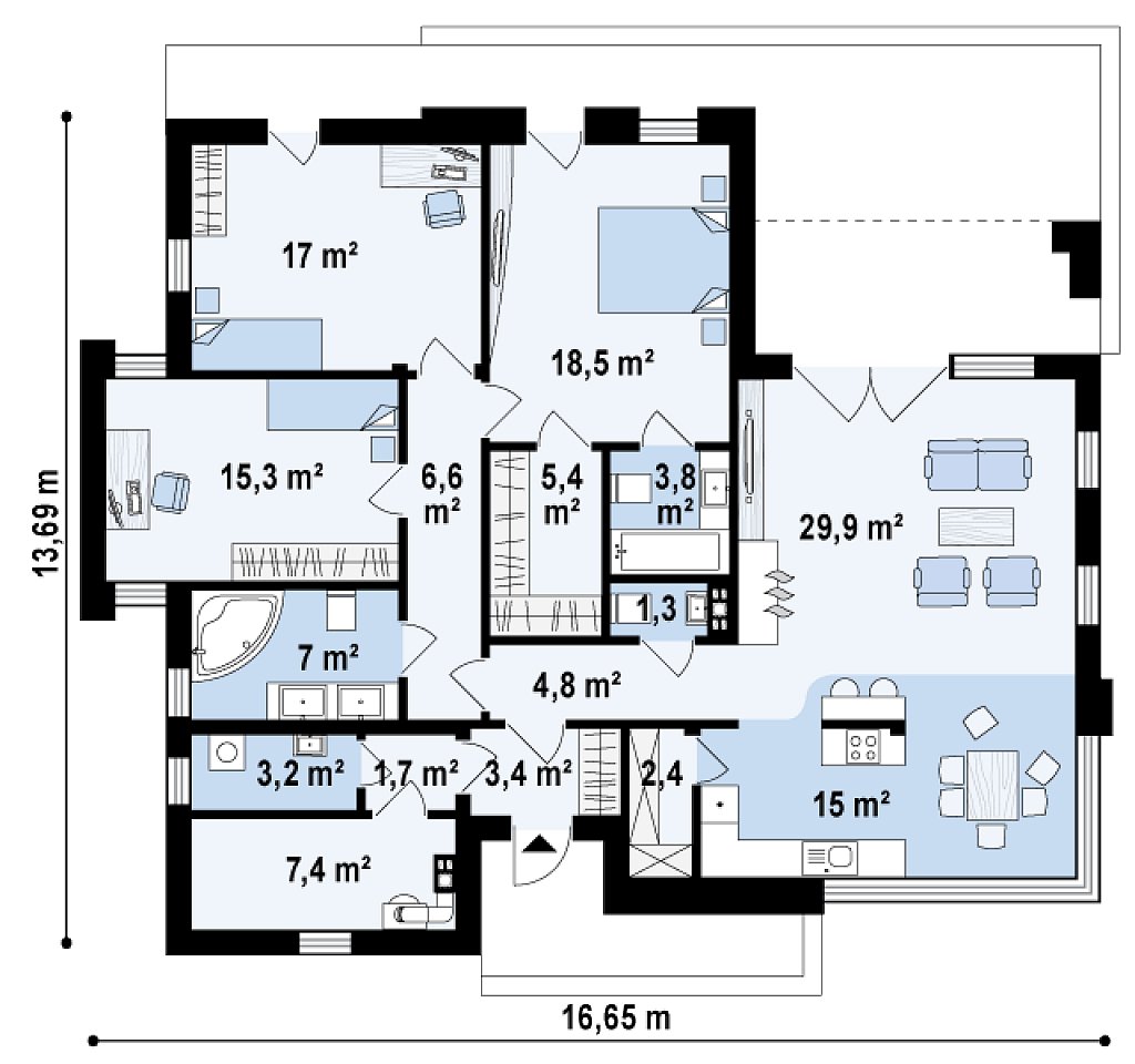 Первый этаж 143,2 м² дома Zx56 bg