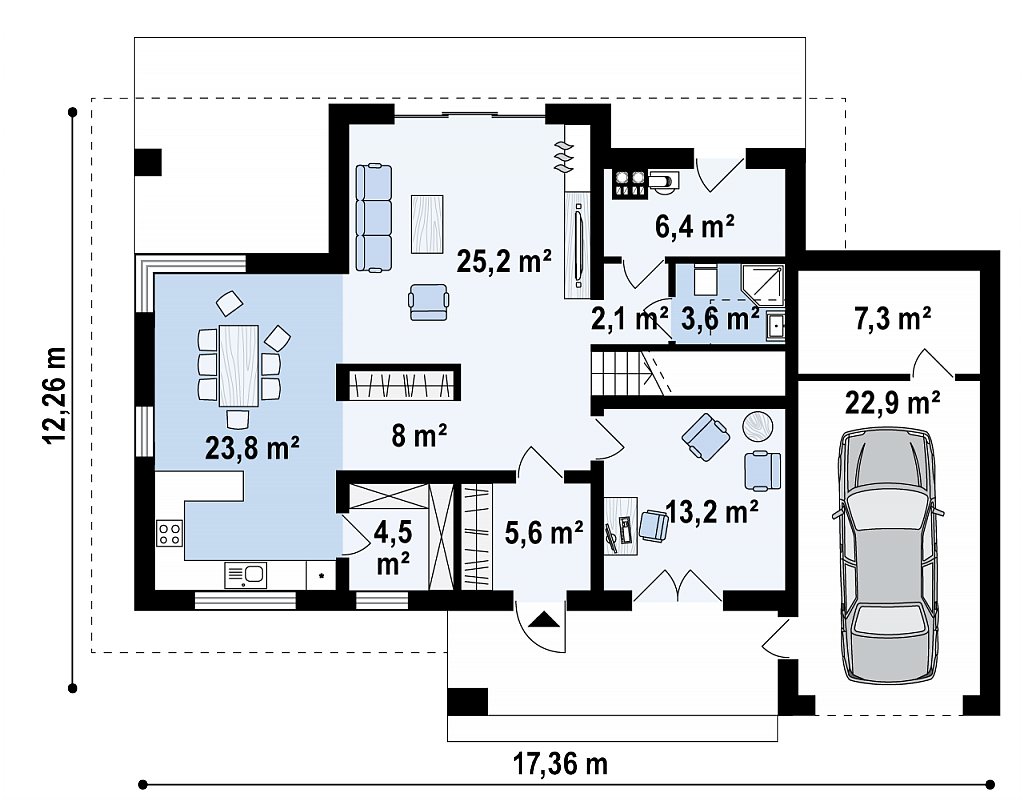 Первый этаж 121,4 м² дома Z160 A GP