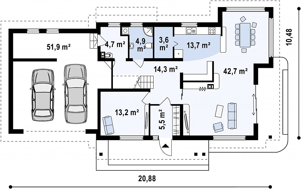 Первый этаж 154,4 м² дома Zx16