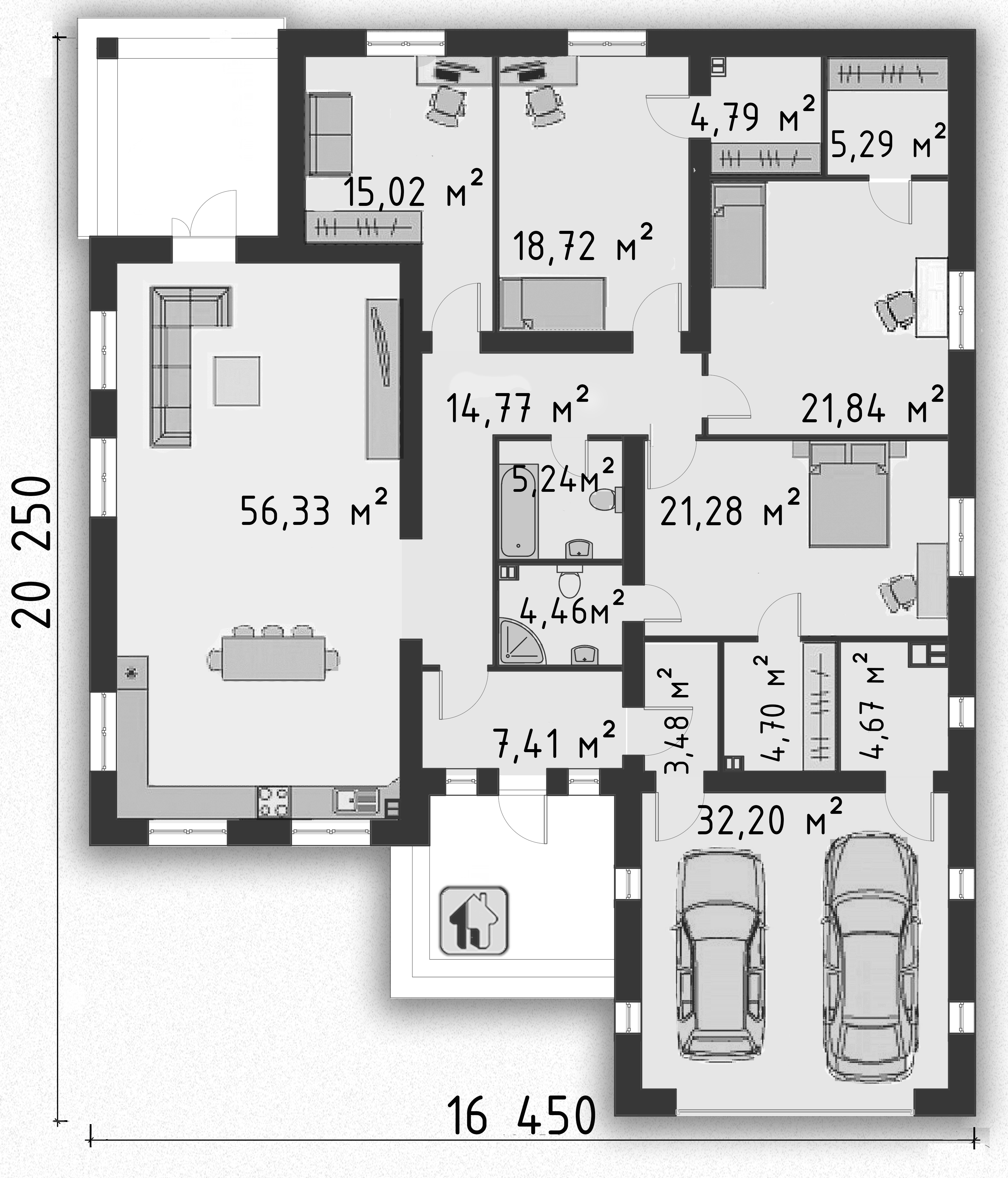 Схема первого этажа дома ZH14