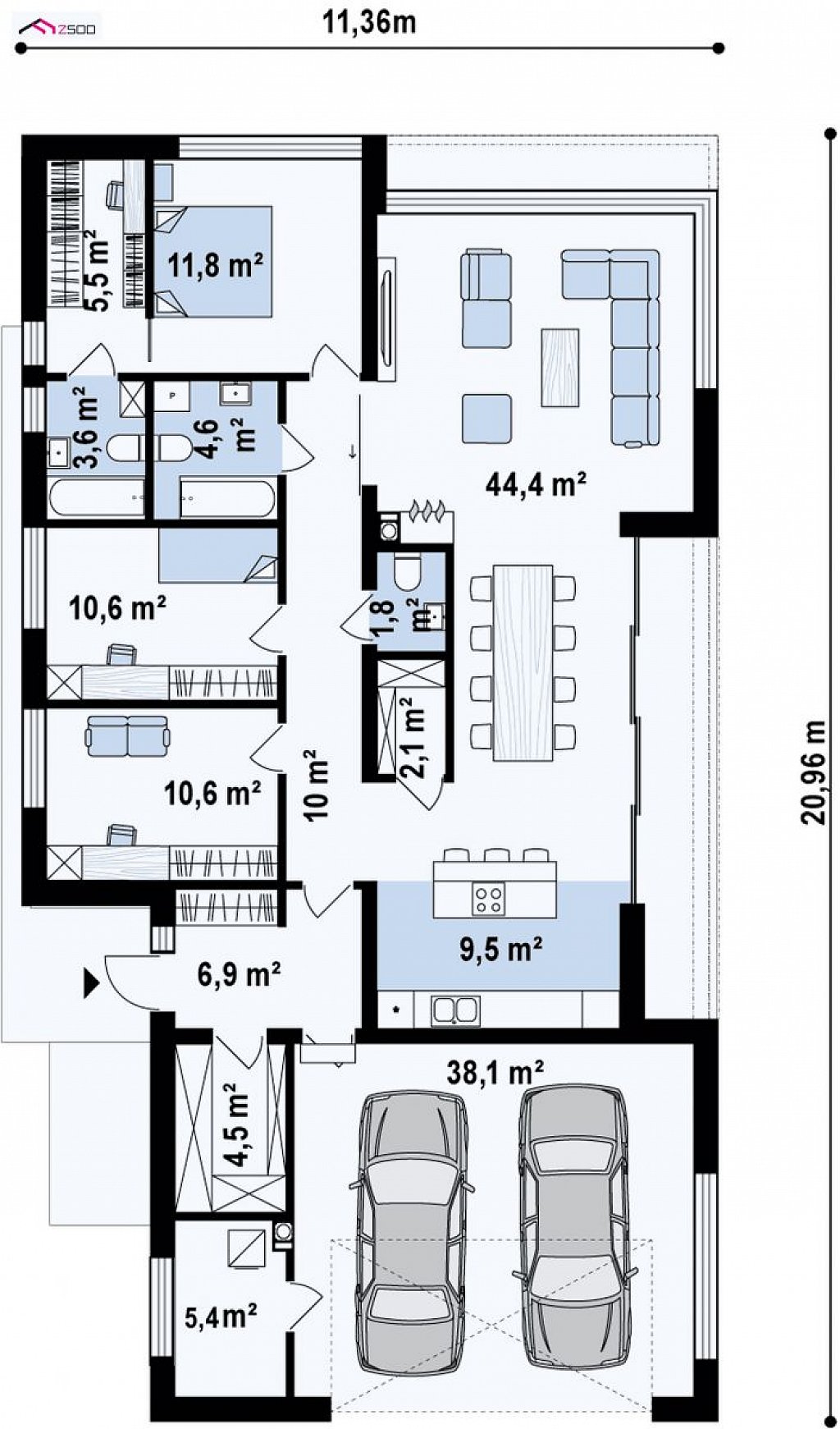 Первый этаж 169,2 м² дома Zx88