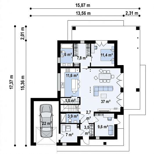 Первый этаж 124,0 м² дома Z422
