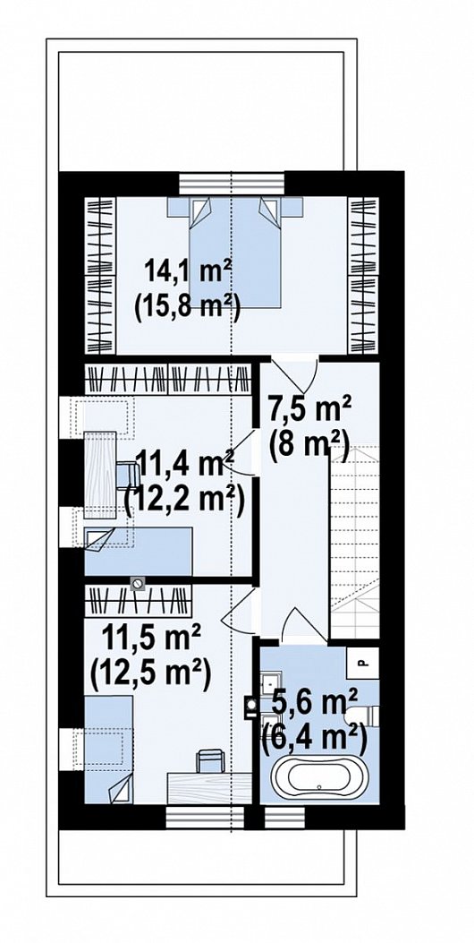 Второй этаж 53,2 м² дома Z431